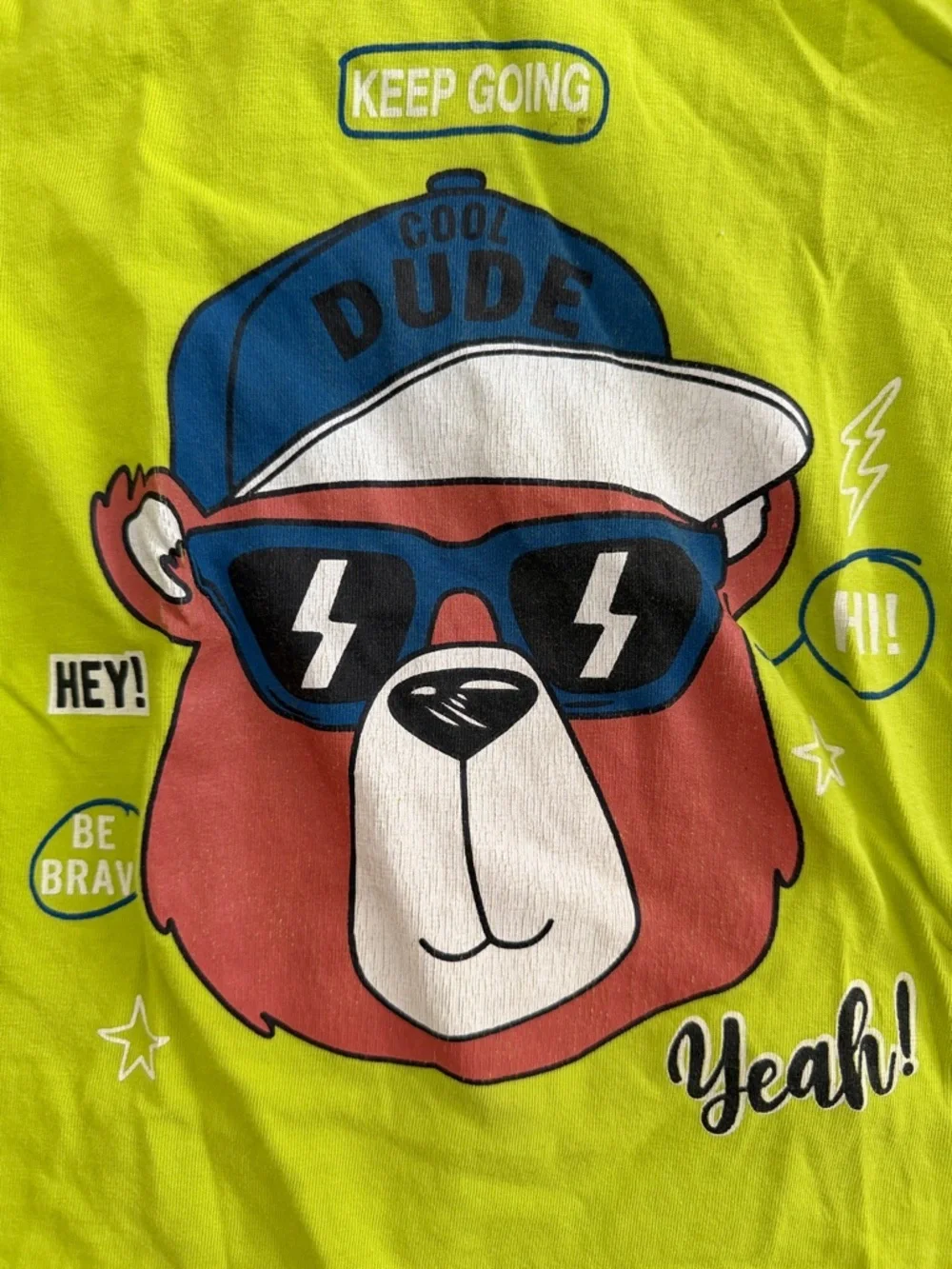 GAP Lime Green 'Cool Dude' Bear Graphic Tee